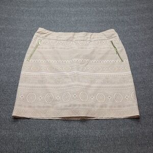 Zenergy by Chico's Beige Geometric Print Mini Skirt Size 2 US 12